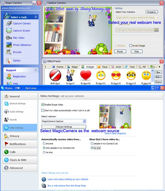 Magic Camera with Skype