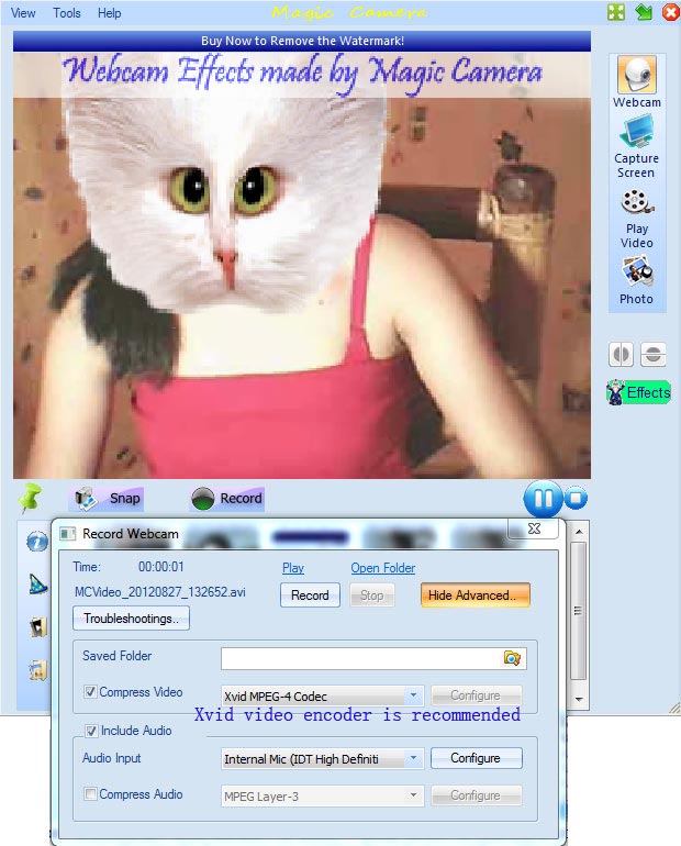 MagicCamera-settings-for-recording-webcam