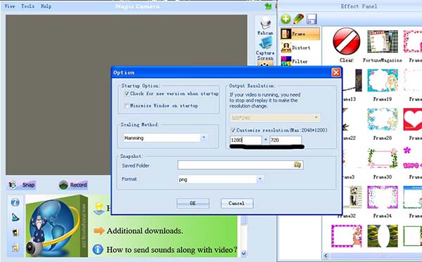 customize & force webcam output resolution of Magic Camera