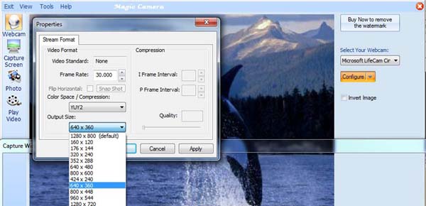 configure webcam resolution